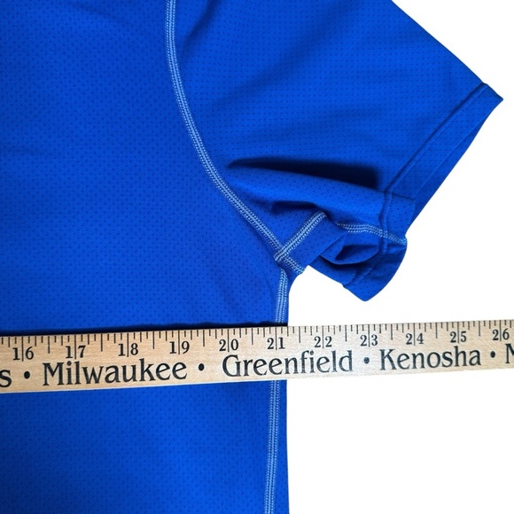 Nike T Shirt  Mens Large Running Crew Neck Swoosh Logo Blue Perforated - Picture 5 of 13